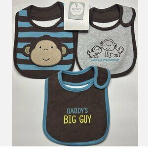 3 Monkey Baby Boys Bibs Daddy's Big Guy Bananas Over Mommy Shower Gift